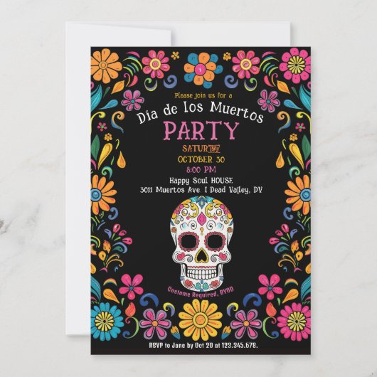 💀 🎉 Party Einladung Día de Muertos (Vorderseite)