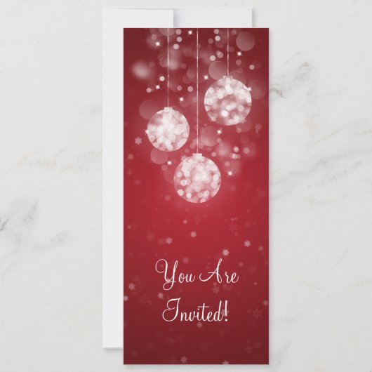 Party Einladung Elegant Sparkling Baumes Rot (Rückseite)