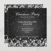 Party Einladung Elegante Sparkle Custom Black (Vorne/Hinten)
