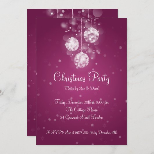 Party Einladung Elegante Sparkling-Bausteine Rosa (Vorne/Hinten)