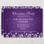 Party Einladung Elegante Winter Sparkle Lila (Vorne/Hinten)