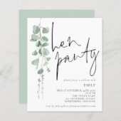 Party Einladung Eukalyptus Hen (Vorne/Hinten)