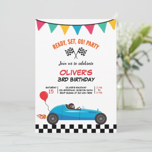 Party Einladung-Flachkarte für den Kindergeburtsta Ankündigung (Stehend Vorderseite)