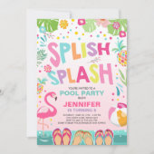 Party Einladung Flamingo Tropischer Ananas (Vorderseite)