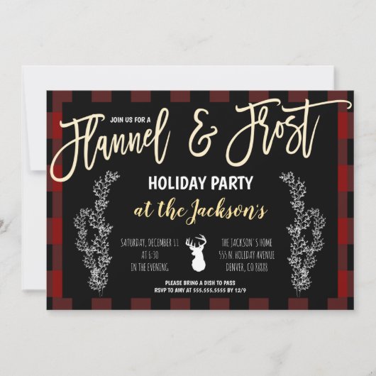 Party Einladung Flanell und Frost (Vorderseite)