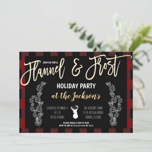 Party Einladung Flanell und Frost (Stehend Vorderseite)