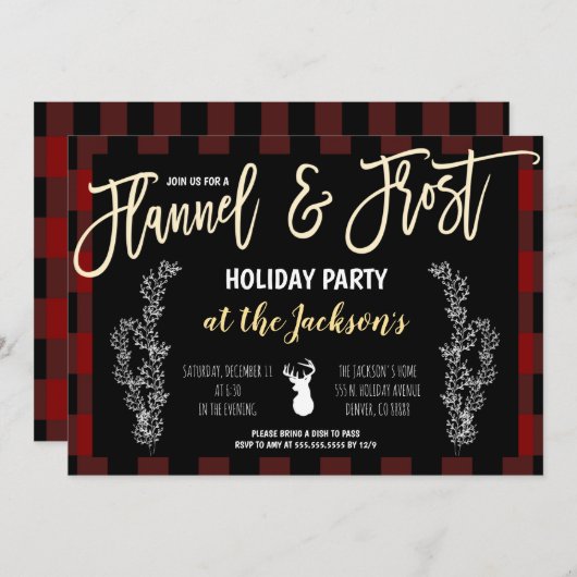 Party Einladung Flanell und Frost (Vorne/Hinten)