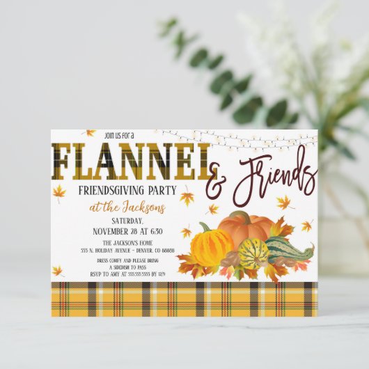 Party Einladung Flannel and Friends Erntedank (Stehend Vorderseite)
