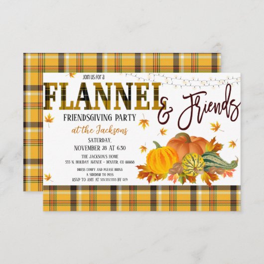 Party Einladung Flannel and Friends Erntedank (Vorne/Hinten)