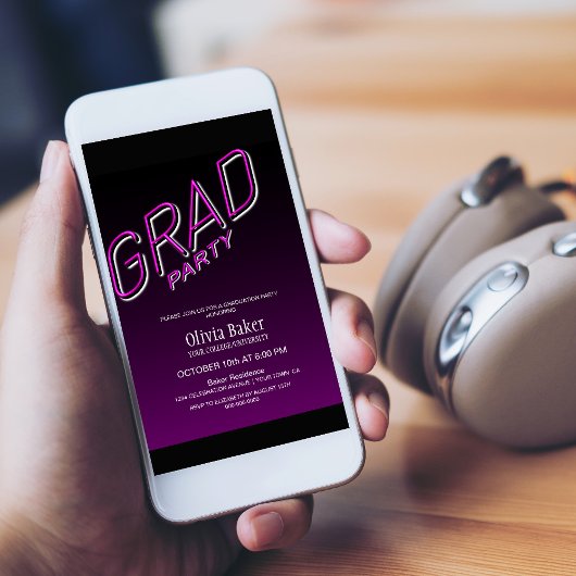 Party Einladung Fluro Pink Grad