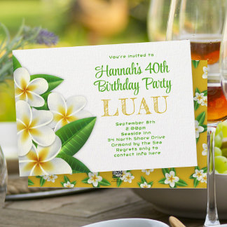 Party Einladung Frangipani Hawaiian Luau