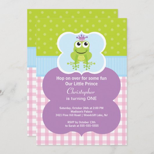 Party Einladung Frosch-Prinz-Birthday (Vorne/Hinten)