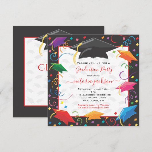 Party Einladung für Abschluss (Vorne/Hinten)