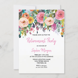 Party Einladung für Altersruhegeld Rosa Blütenpubl