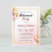 Party Einladung für Altersruhegelder Gold Rosa Mod (Stehend Vorderseite)