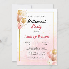 Party Einladung für Altersruhegelder Gold Rosa Mod