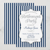 Party Einladung für Altersvorsorge Navy Blue Silve (Vorne/Hinten)