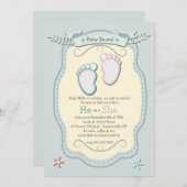 Party Einladung für Babyfußabdrücke (Vorne/Hinten)