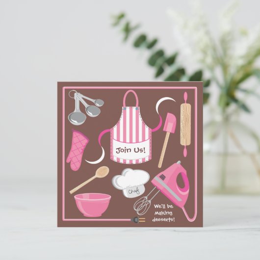 Party Einladung für Backen oder Kochen (Stehend Vorderseite)