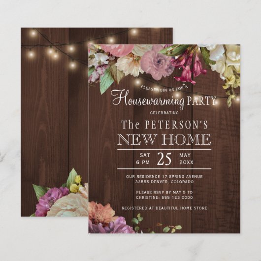 Party Einladung für Blumenhäuser (Vorne/Hinten)