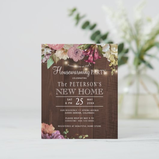 Party Einladung für Blumenhäuser (Stehend Vorderseite)