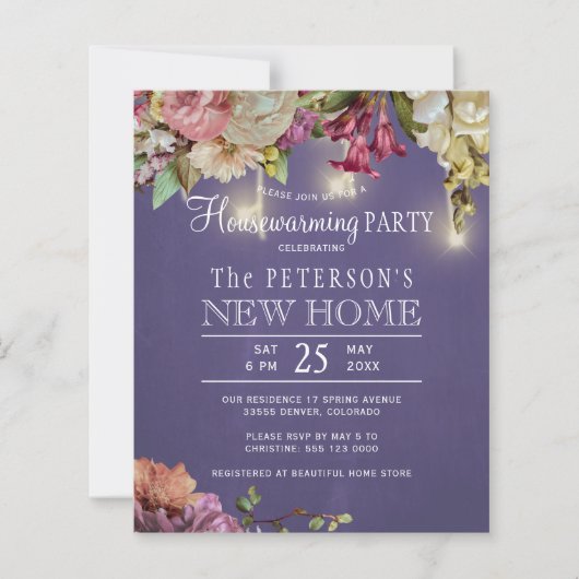 Party Einladung für Blumenhäuser im Frühjahr (Vorderseite)