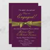 Party Einladung für Bow-Verlobungen mit lila und G (Vorne/Hinten)