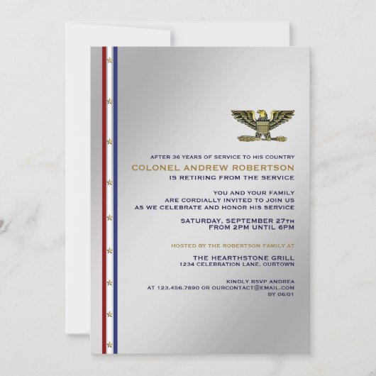 Party Einladung für das Militärruhestand (Vorderseite)