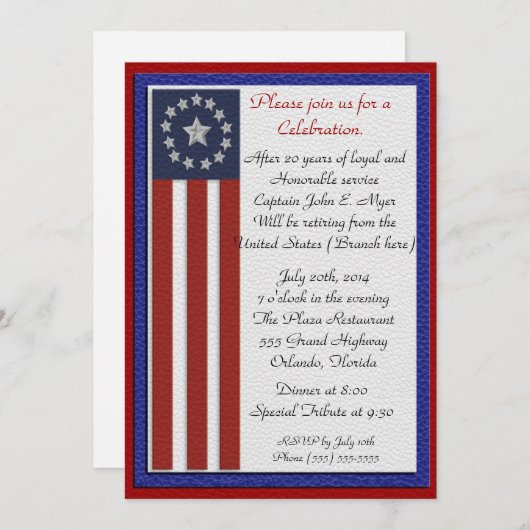 Party Einladung für das Militärruhestand (Vorne/Hinten)