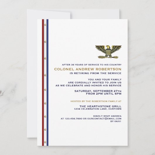 Party Einladung für das Militärruhestand (Vorderseite)