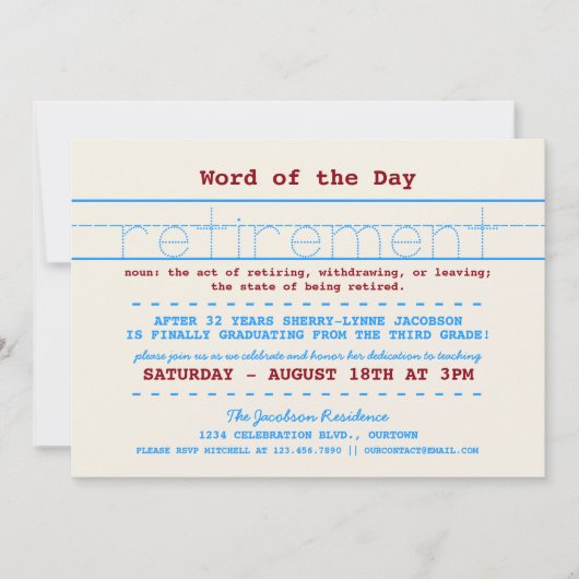 Party Einladung für das Rentenalter (Vorderseite)