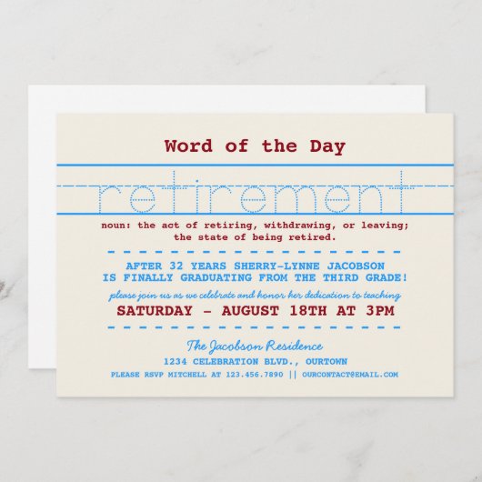 Party Einladung für das Rentenalter (Vorne/Hinten)