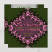 Party Einladung für das Rosa Spitzenspiel (Vorne/Hinten)