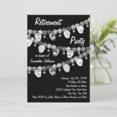 Party Einladung für das Ruhestand in Schwarz (Weiß (Stehend Vorderseite)