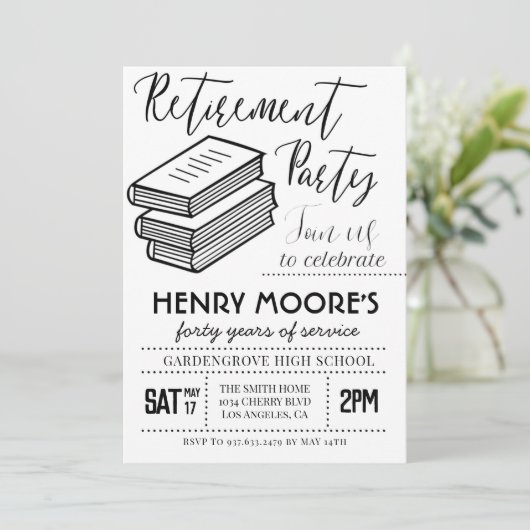 Party Einladung für das Ruhestand von Englischlehr (Stehend Vorderseite)