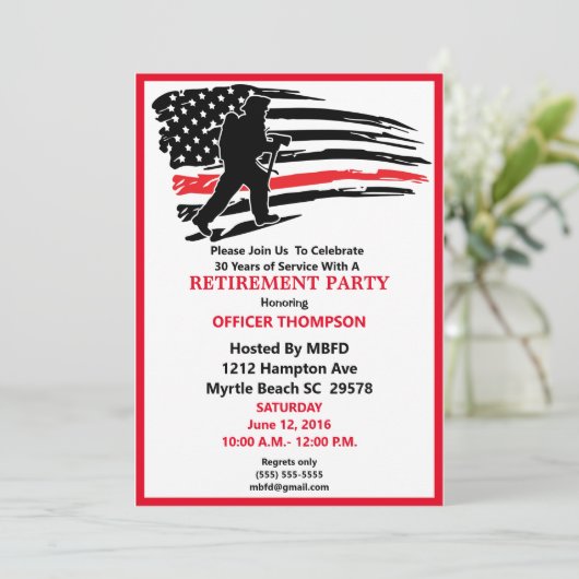 Party Einladung für das Ruhestand von Feuerwehrleu (Stehend Vorderseite)