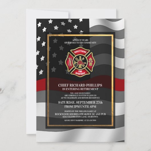 Party Einladung für das Ruhestand von Feuerwehrleu (Vorderseite)