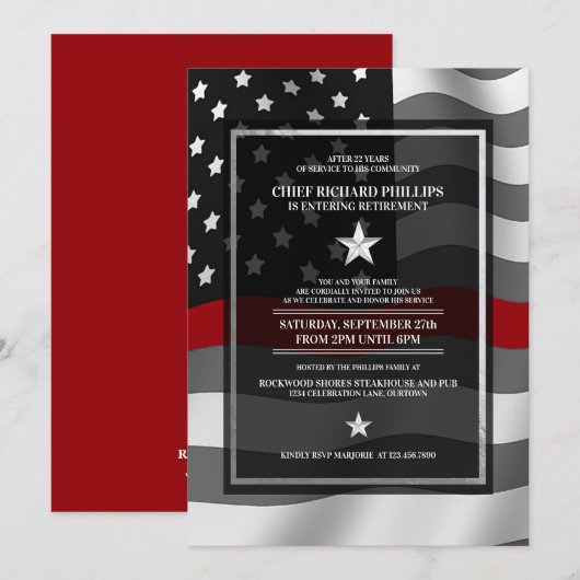 Party Einladung für das Ruhestand von Feuerwehrleu (Vorne/Hinten)