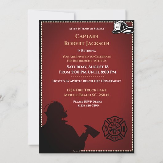 Party Einladung für das Ruhestand von Feuerwehrleu (Vorderseite)