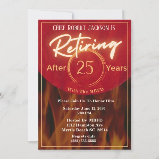 Party Einladung für das Ruhestand von Feuerwehrleu (Vorderseite)