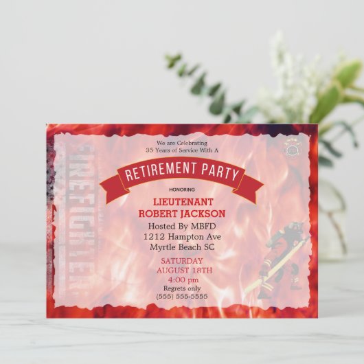 Party Einladung für das Ruhestand von Feuerwehrleu (Stehend Vorderseite)