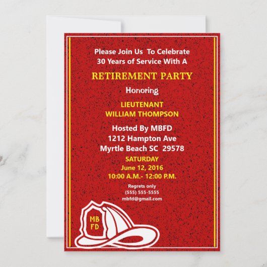 Party Einladung für das Ruhestand von Feuerwehrleu (Vorderseite)