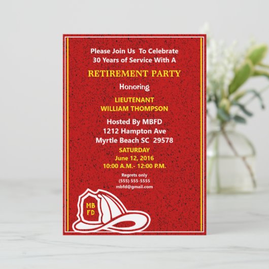Party Einladung für das Ruhestand von Feuerwehrleu (Stehend Vorderseite)