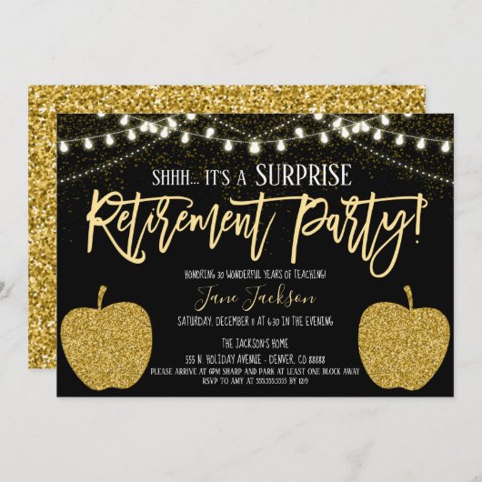 Party Einladung für das Ruhestand von überraschend (Vorne/Hinten)