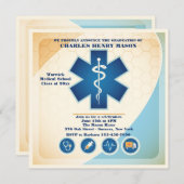 Party Einladung für den Abschluss medizinischer Fa (Vorne/Hinten)