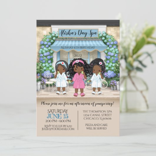 Party Einladung für den afrikanischen Wellness-Cen (Stehend Vorderseite)