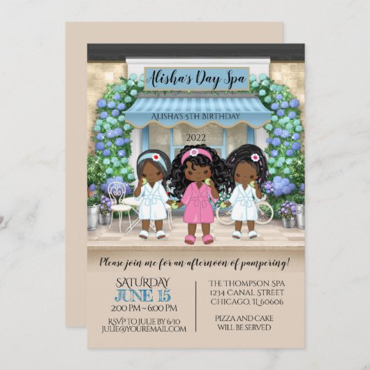 Party Einladung für den afrikanischen Wellness-Cen (Vorne/Hinten)