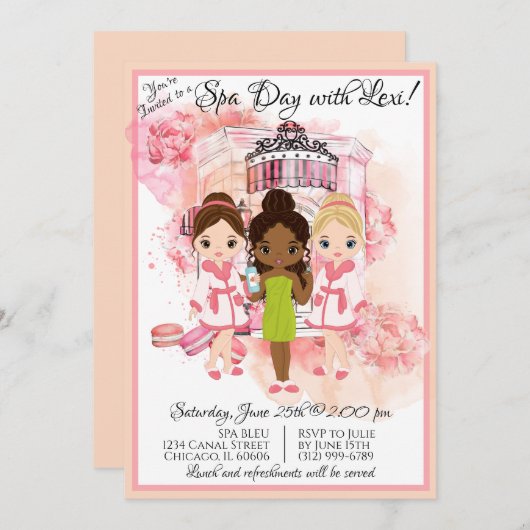 Party Einladung für den afrikanischen Wellness-Cen (Vorne/Hinten)