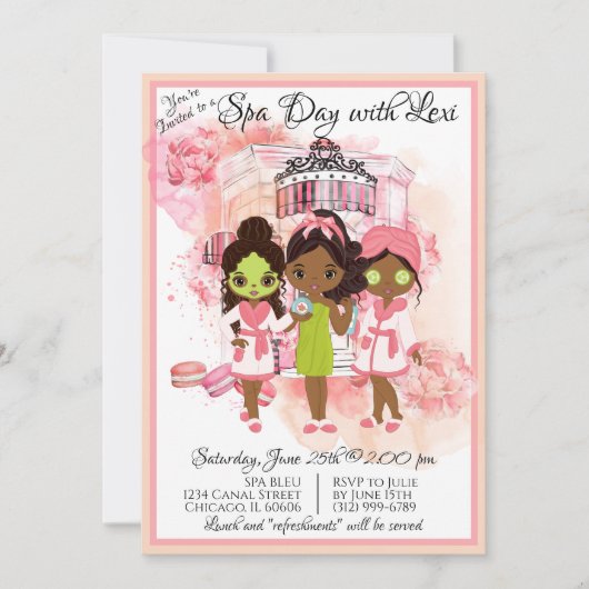 Party Einladung für den afrikanischen Wellness-Cen (Vorderseite)