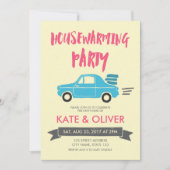 Party Einladung für den Bau von Pink und Blue Car (Vorderseite)